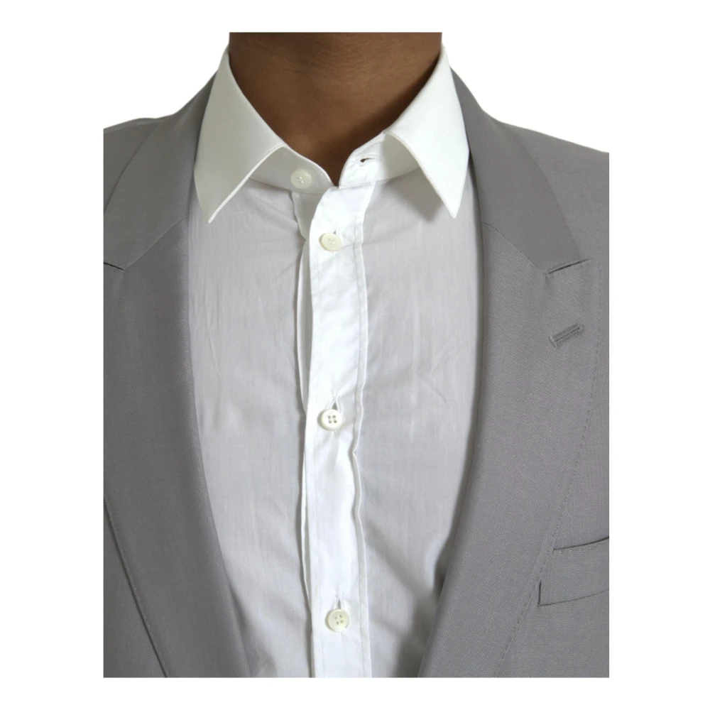 Dolce & Gabbana Grijze Peak Revers Wollen Blazer Gray Heren