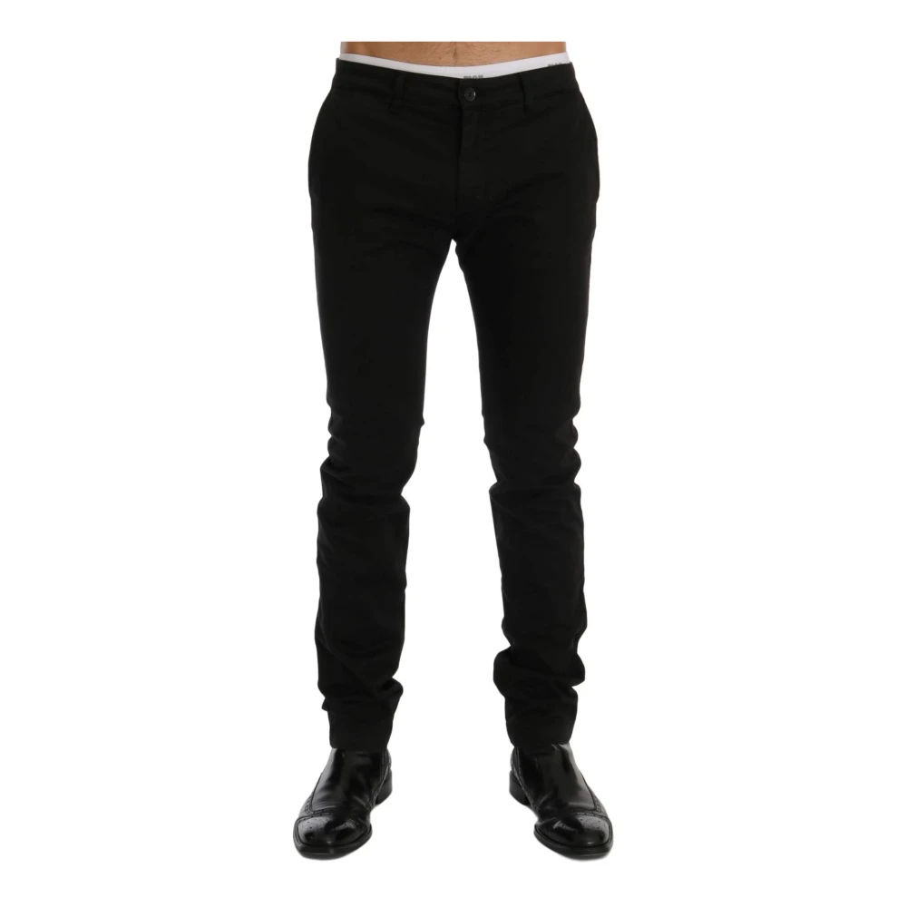 Gianfranco Ferré Slim Fit Cotton Stretch Pants Black Heren