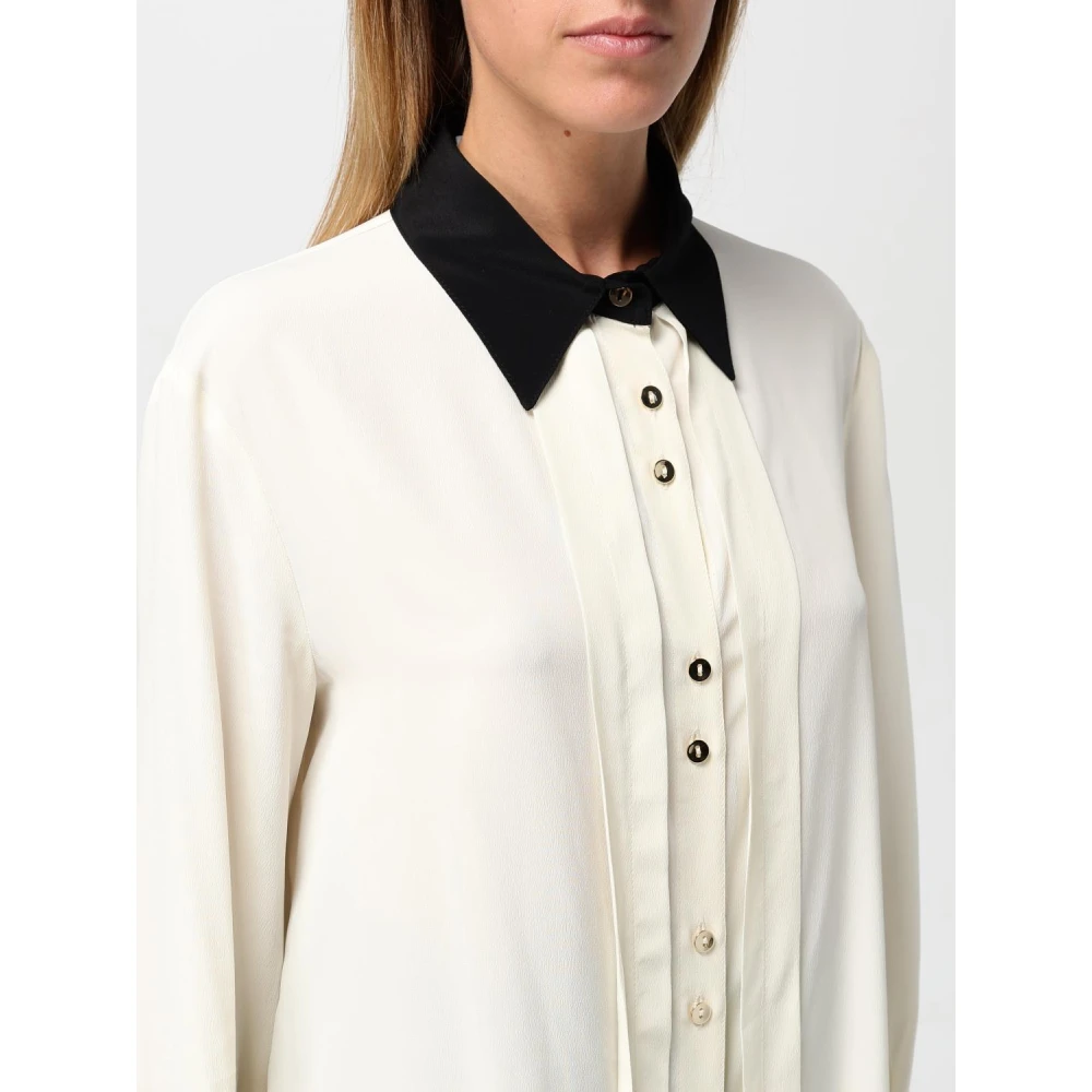 Simona Corsellini Zijden Acetaat Overhemd met Kraag en Manchet Contrast White Dames