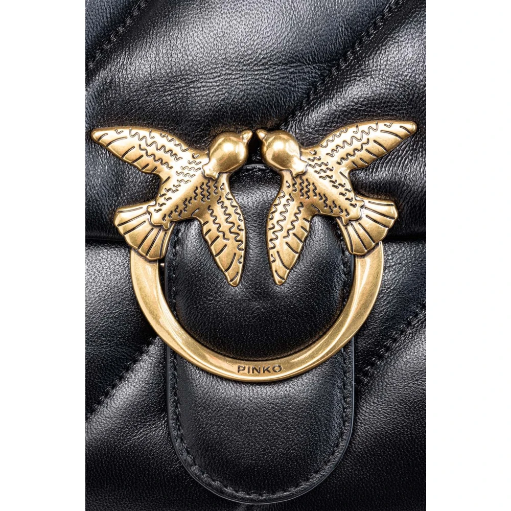 pinko Love Bag Puff Zwart Leer Black Dames