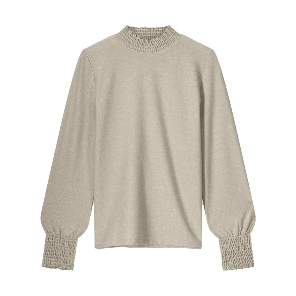 Summum Woman Smocked Lurex Jersey Top Gray Dames