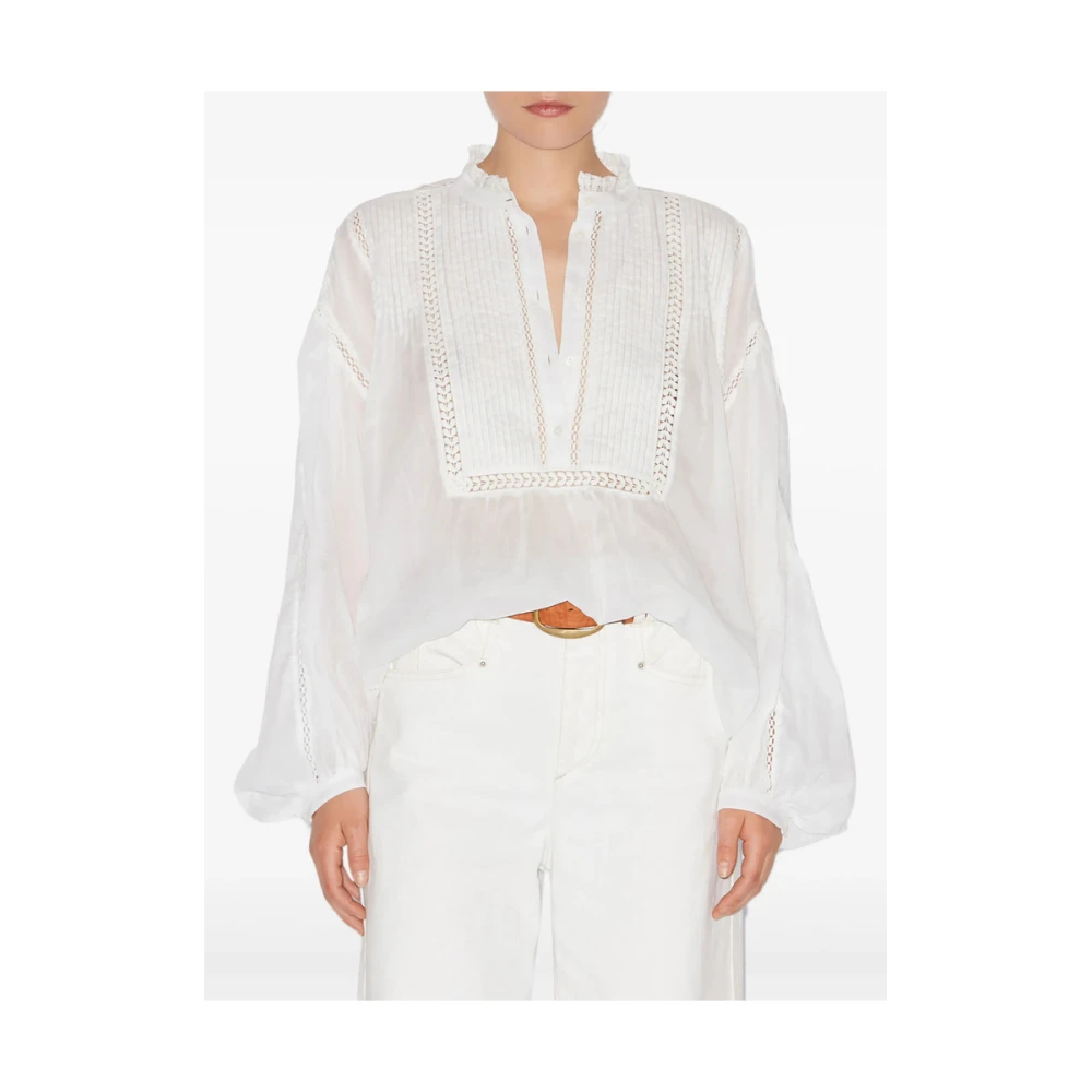 Isabel Marant Étoile Blouse met gerimpelde halslijn en lange mouwen White Dames