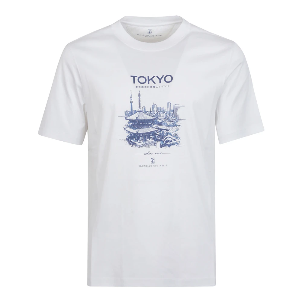 BRUNELLO CUCINELLI Witte T-shirts en Polos Girocollo M C White Heren