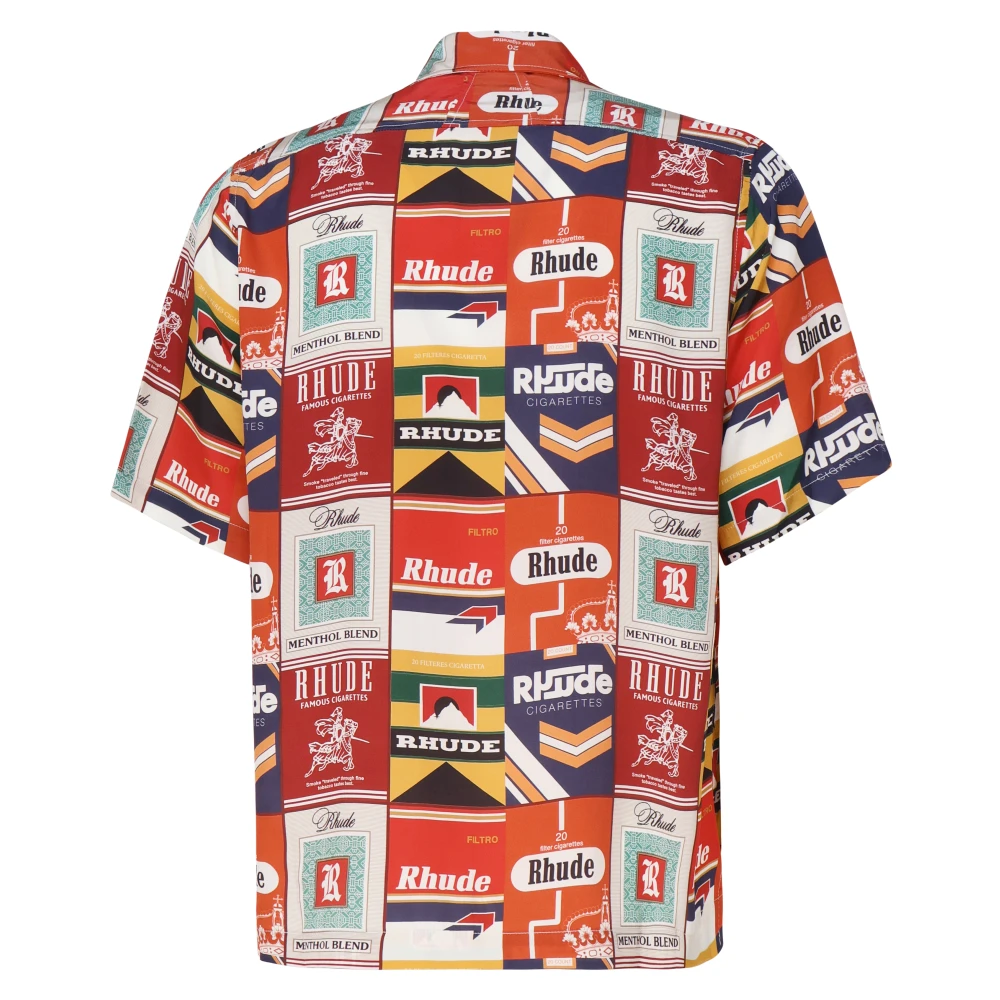 Rhude Zijden Bedrukt Overhemd met Camp Collar Multicolor Heren