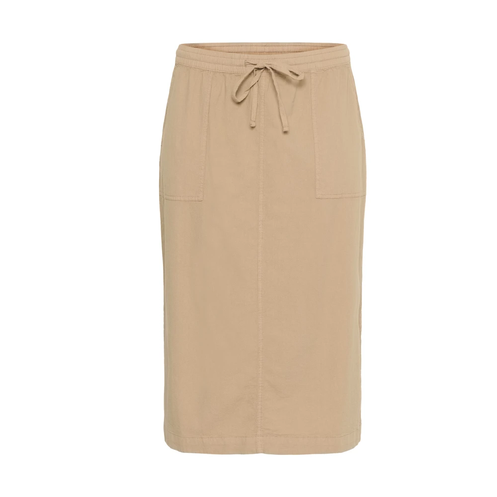 Kaffe Curve Klassieke Zand Rok met Splitten Beige Dames