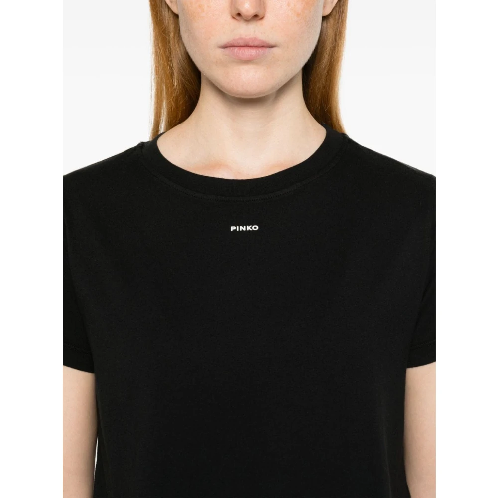 pinko Zwarte Katoenen Jersey T-shirts en Polos Black Dames