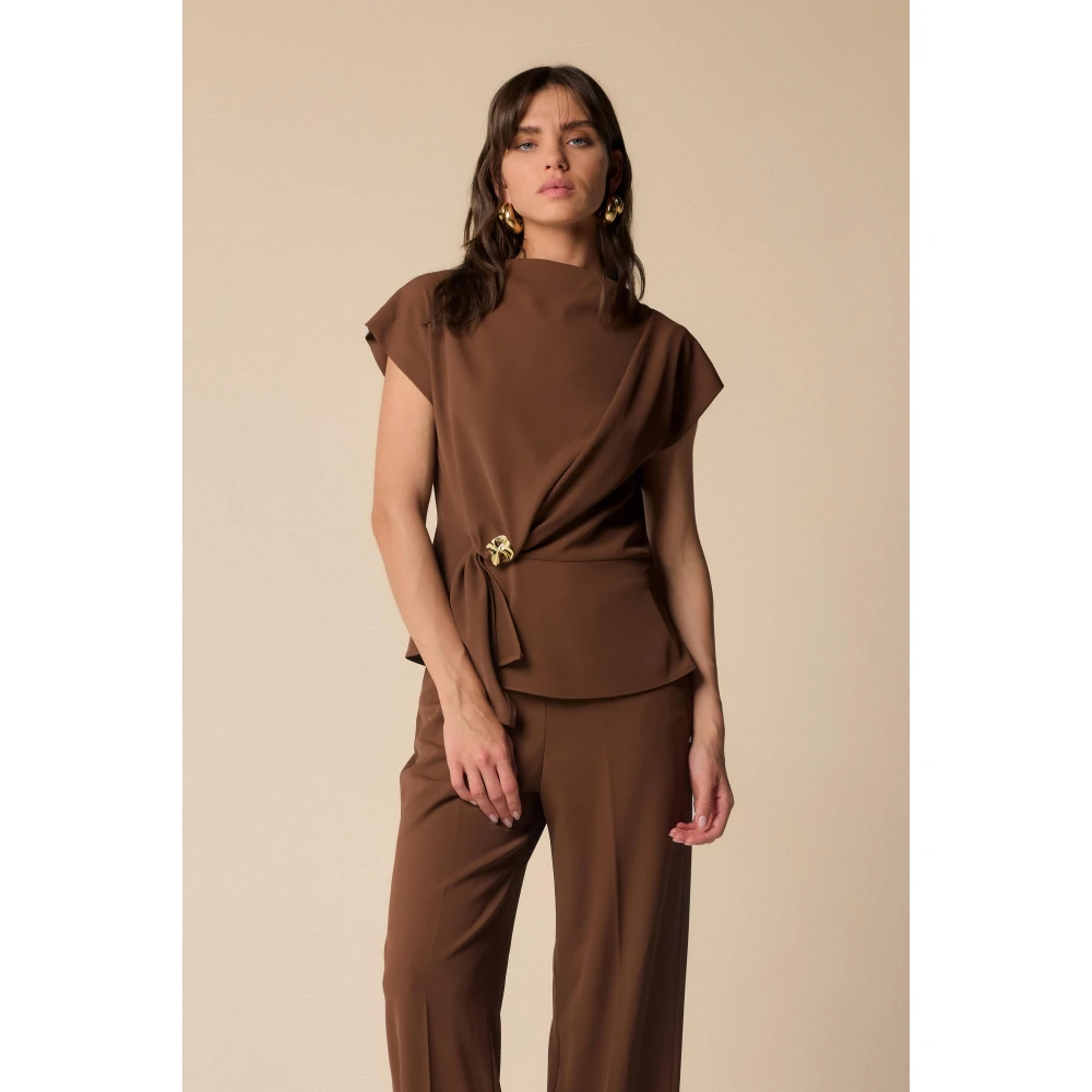 Kocca Elegante Maroon Tuniek Top en Broek Brown Dames