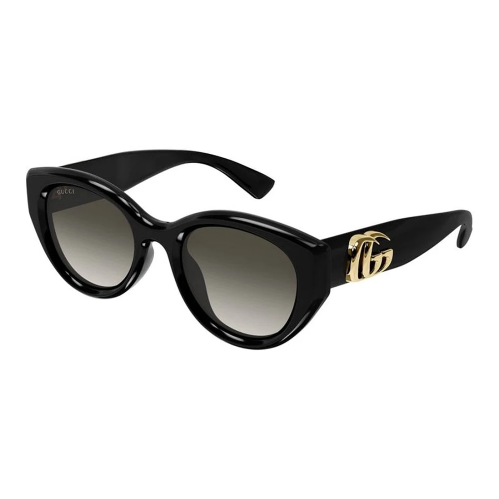 Gucci Women's Black Double G Round Sunglasses