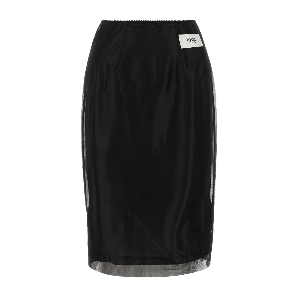 Dolce & Gabbana Zwarte Monochrome Hoge Taille Pencilrok Black Dames