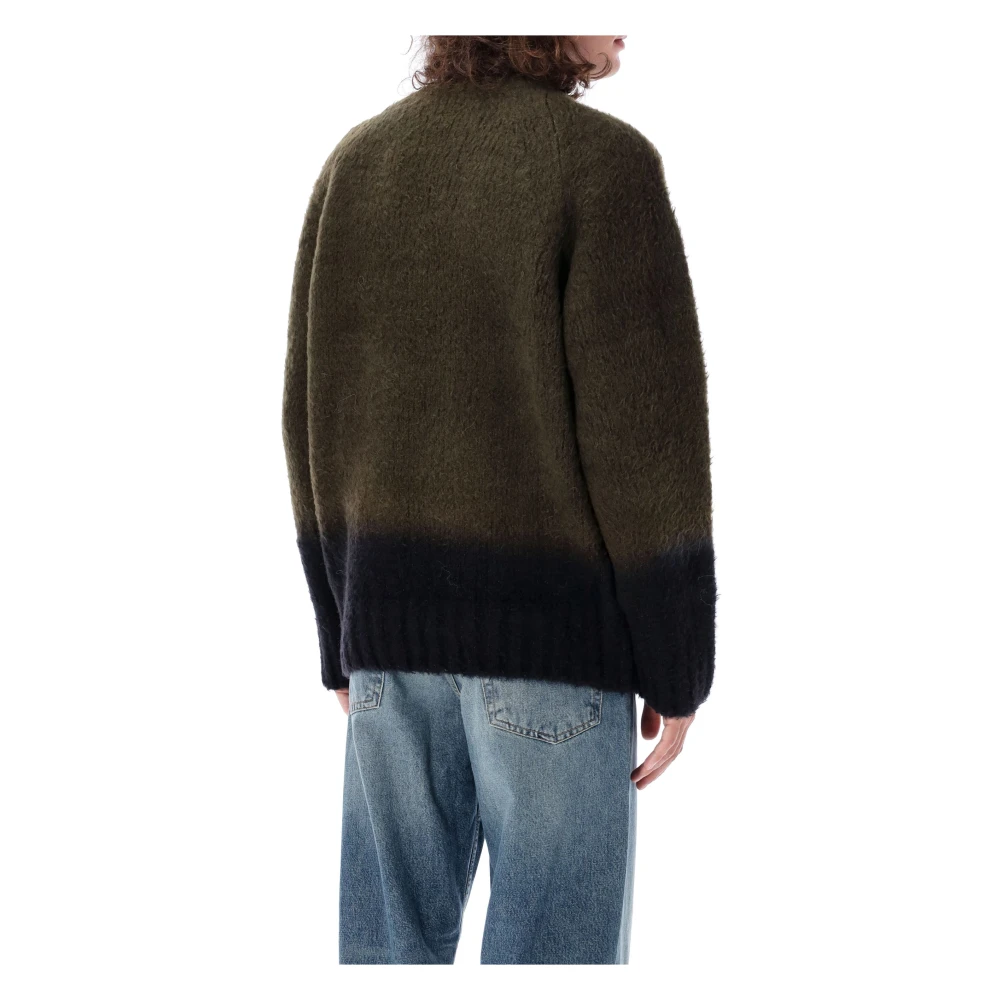Sacai Tye Dye Gebreide Trui Khaki Zwart Green Heren