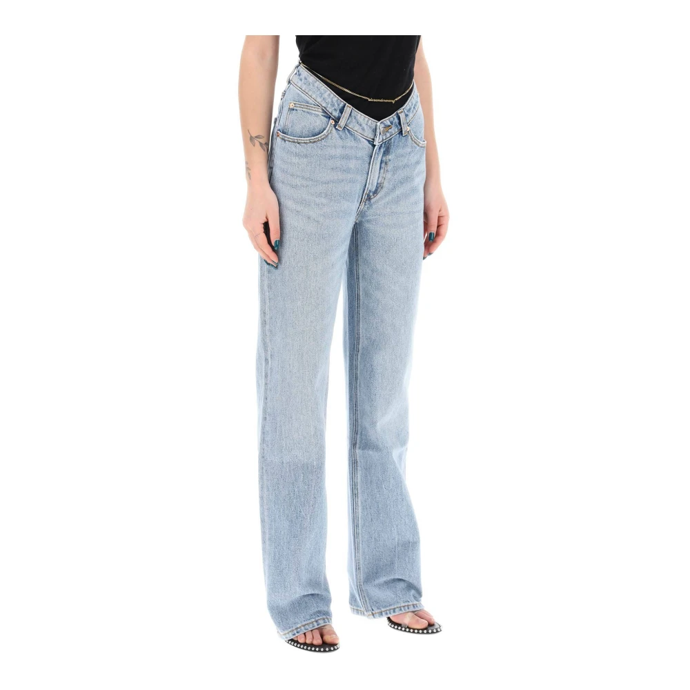 alexander wang Asymmetrische Taille Jeans met Kettingdetail Blue Dames