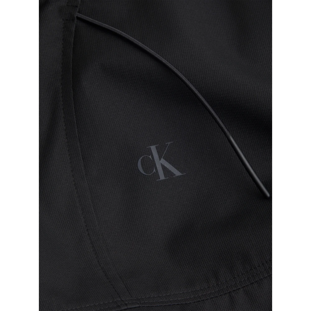 Calvin Klein Zwarte Waterdichte Trekkoord Hooded Jas Black Heren