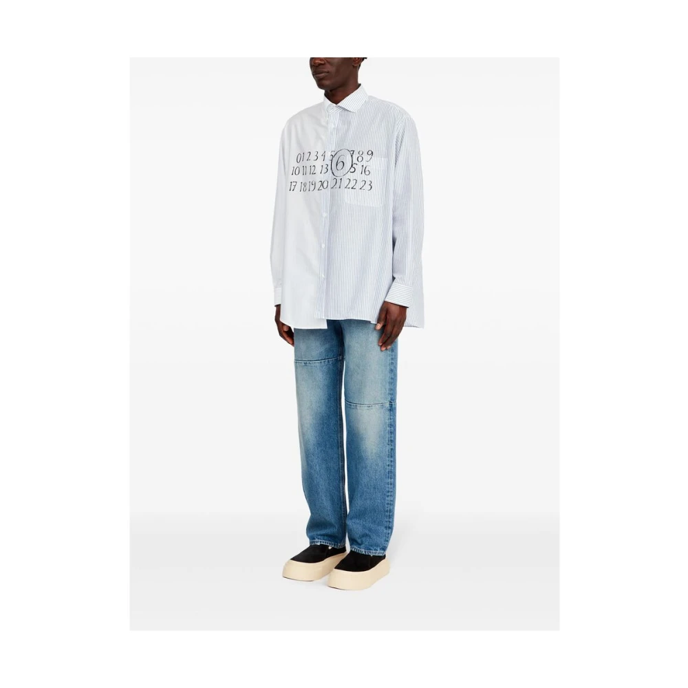 MM6 Maison Margiela Blauw Wit Gestreept Overhemd van Katoen Multicolor Heren