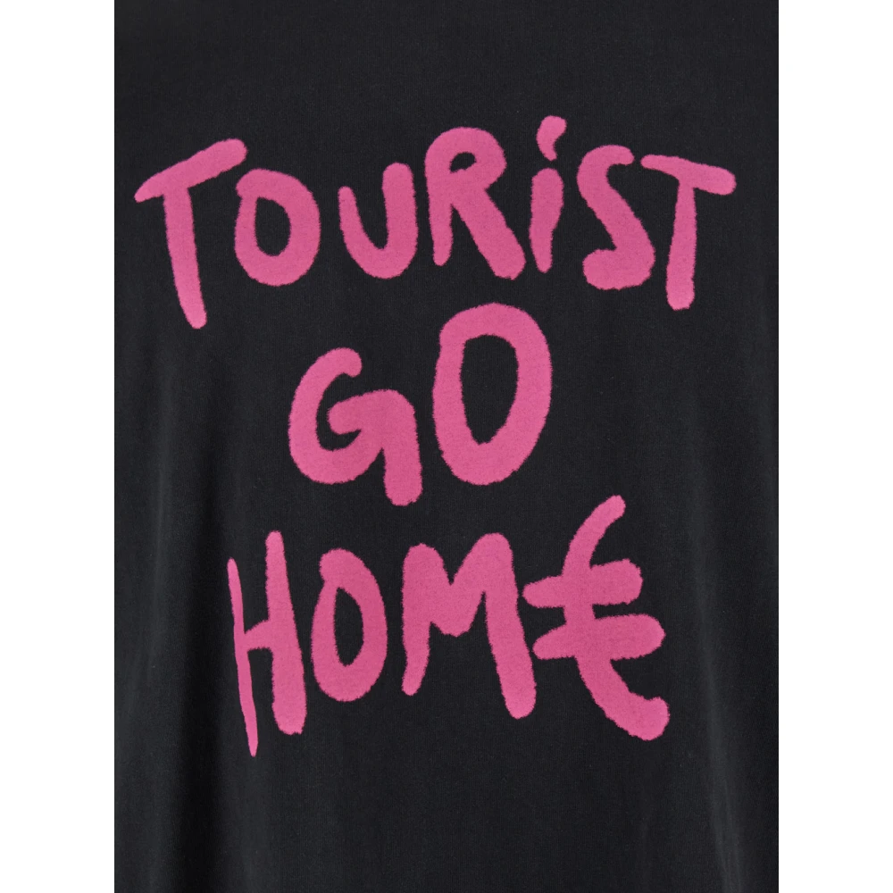 44 Label Group Toerist Zwart Crewneck T-shirt met Print Black Heren