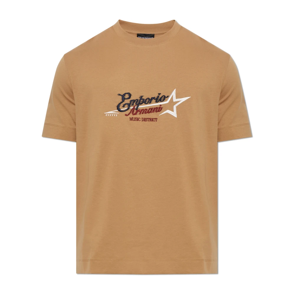 Emporio Armani Homme Beige - T-Shirt Avec Logo Brodé - Tops - Taille: M