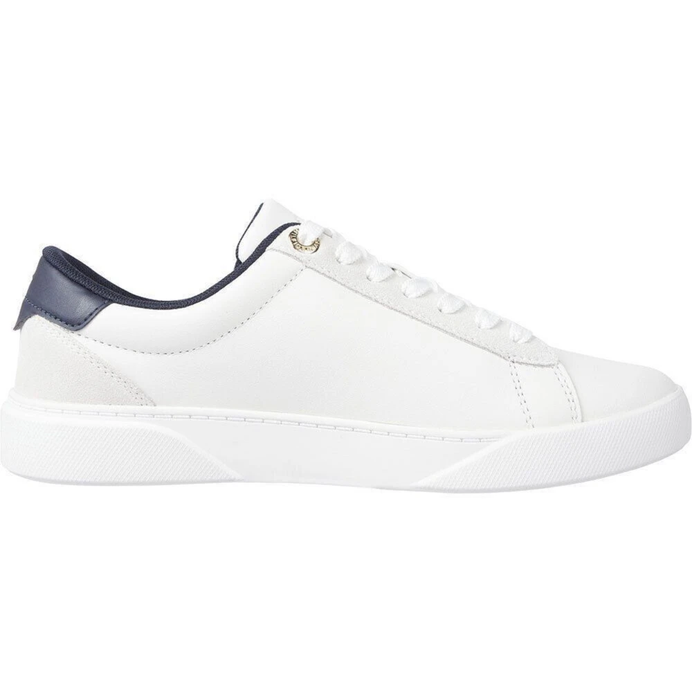 Tommy Hilfiger Women's Cream Leather Sneakers Athleisure Style