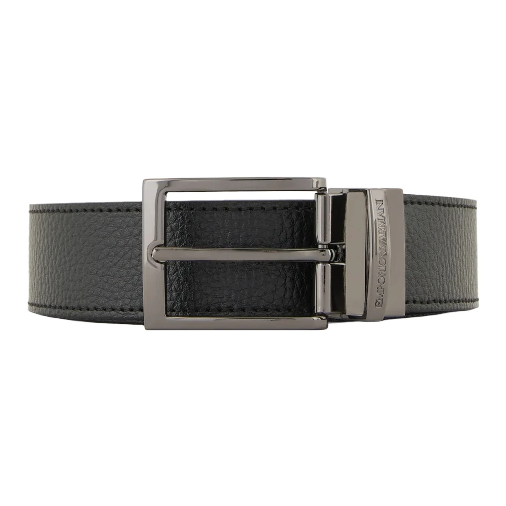 Armani Omkeerbare Leren Riem Zwart Black Heren