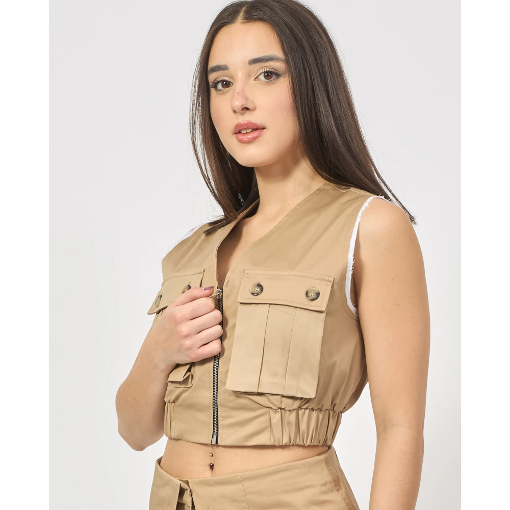 Gaëlle Paris Beige T-shirts en Polos Fullzip Model Beige Dames