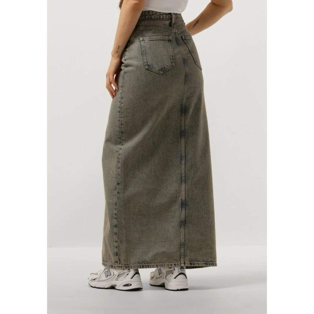 Calvin Klein Front Split Maxi Denim Rok Blue Dames