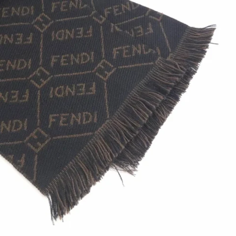 Fendi Vintage Pre-owned Wool scarves Black Heren