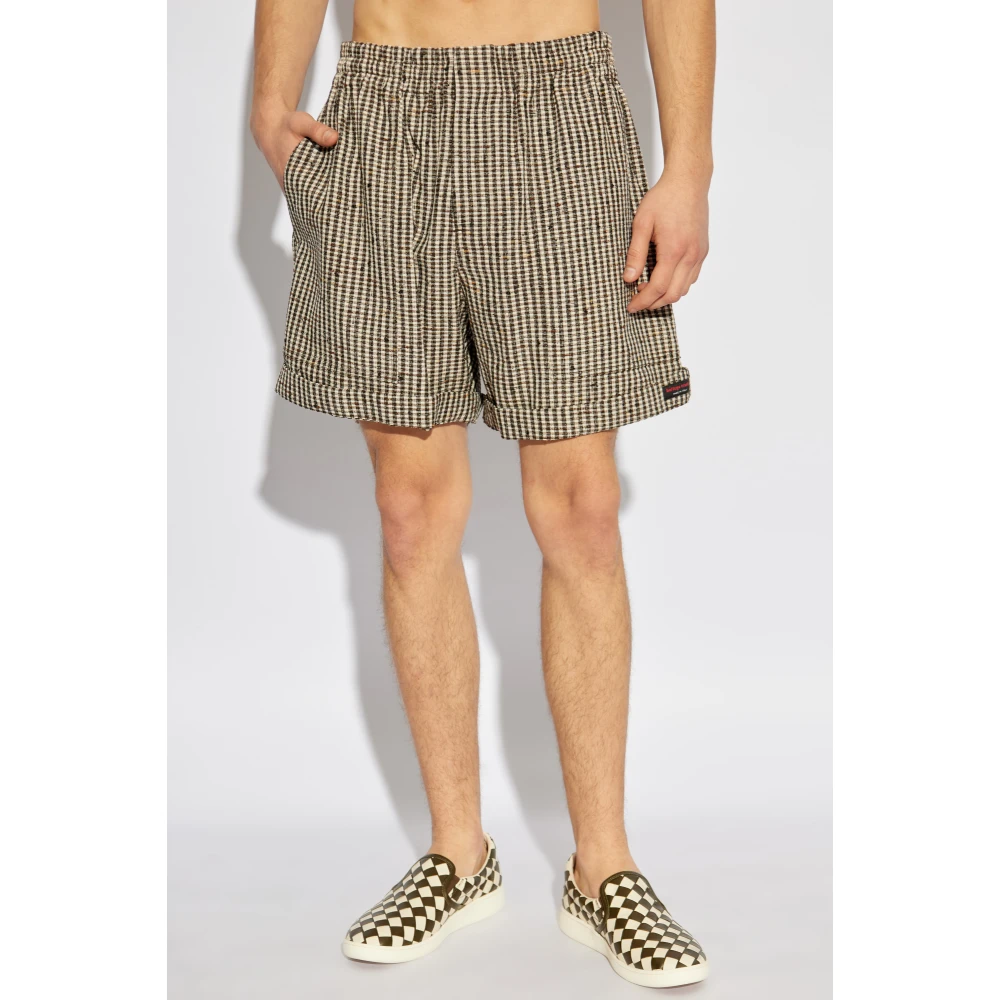Bottega Veneta Geruite shorts Beige Heren