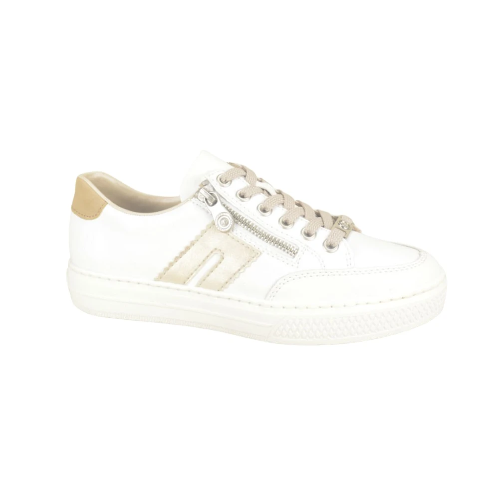 Rieker Gouden en witte sneaker met uniek ontwerp Dames Schoenen