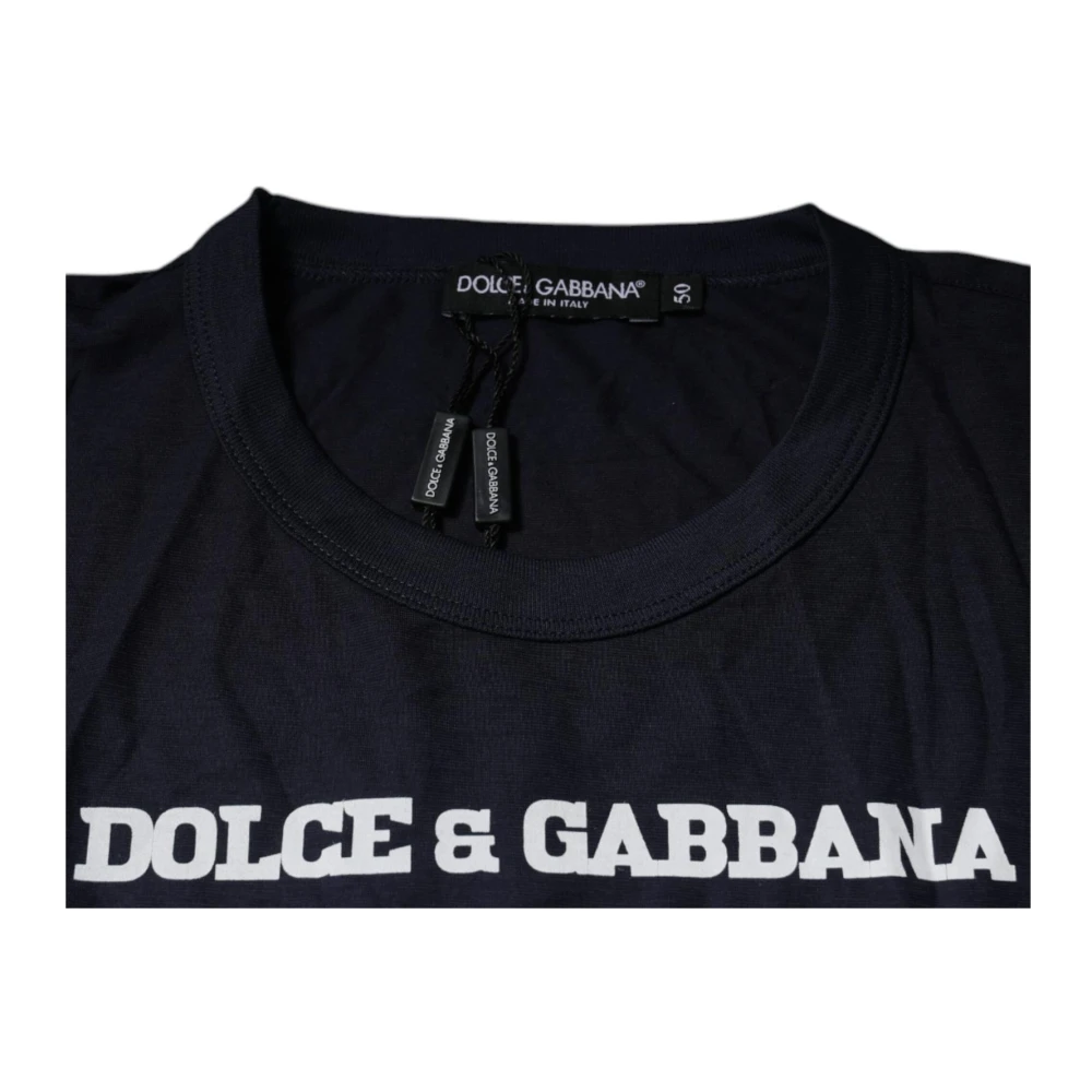 Dolce & Gabbana Blauw Grafisch Print Katoenen T-shirt Blue Heren