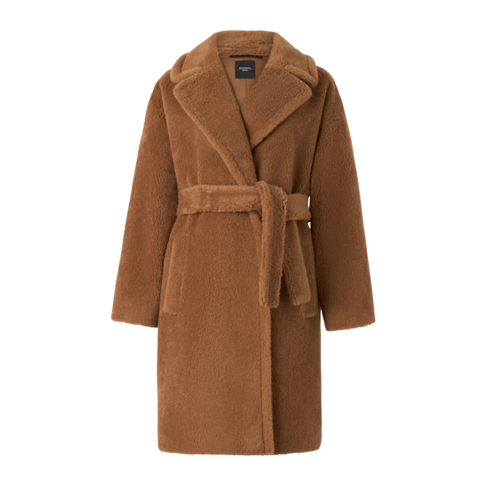 Max Mara Weekend Bruine wollen jas met sjaalkraag Brown Dames