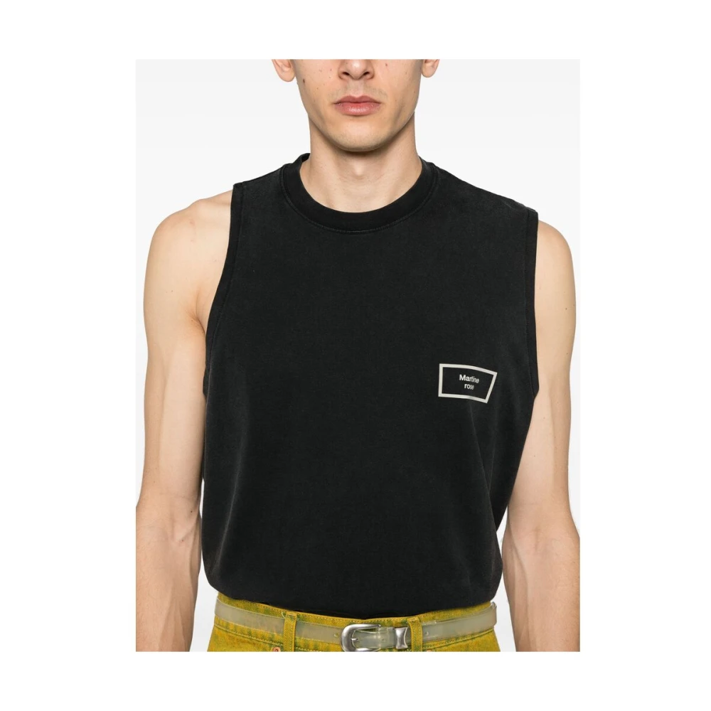 Martine Rose Zwarte Mouwloze Crew Neck T-shirt Black Heren