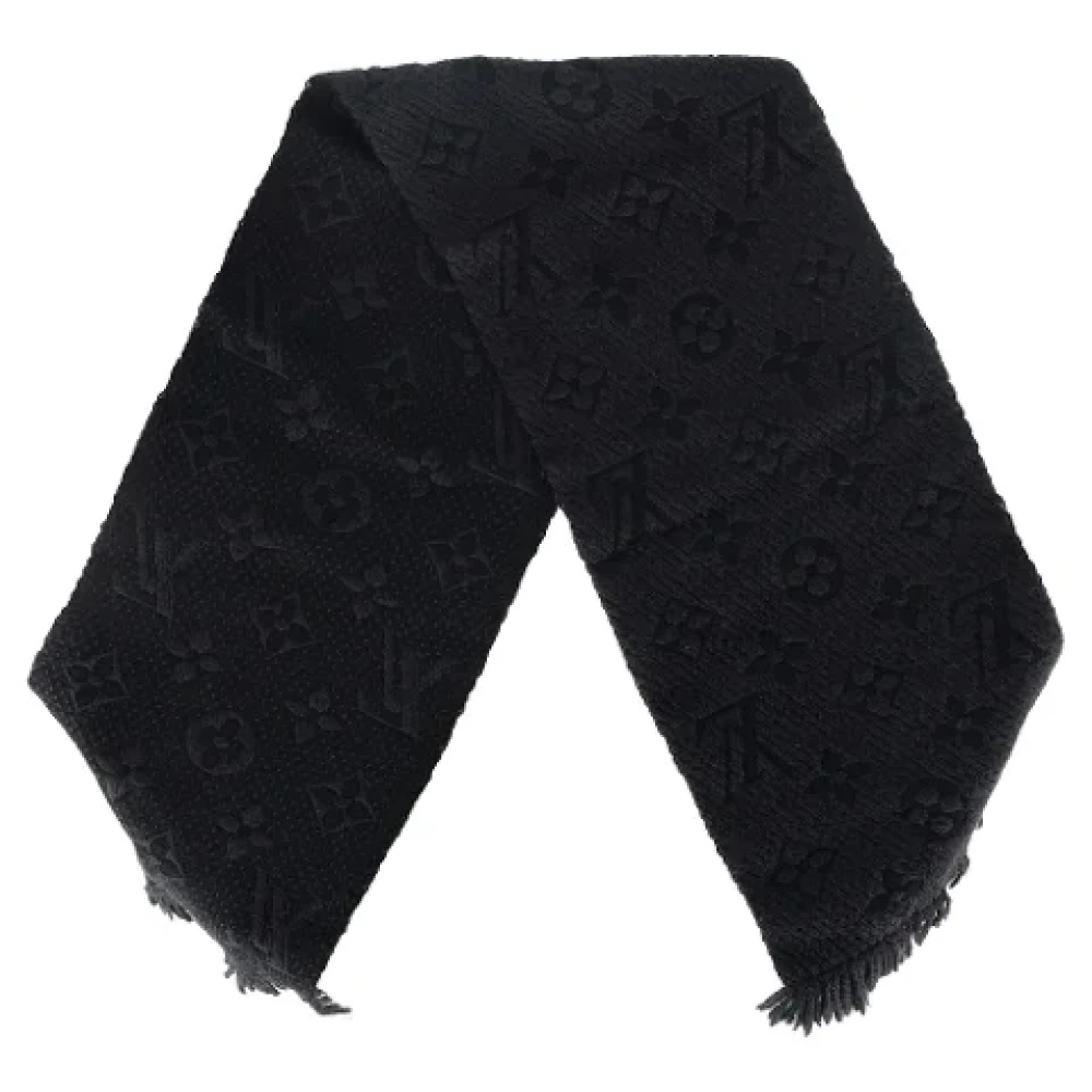 Louis Vuitton Vintage Pre-owned Wool scarves Black Dames
