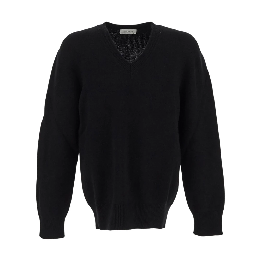 Laneus Wol V-hals Gebreid Black Heren