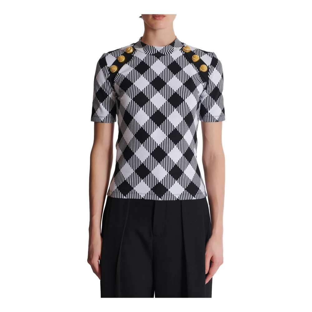 Balmain Gingham knoop T-shirt Multicolor Dames