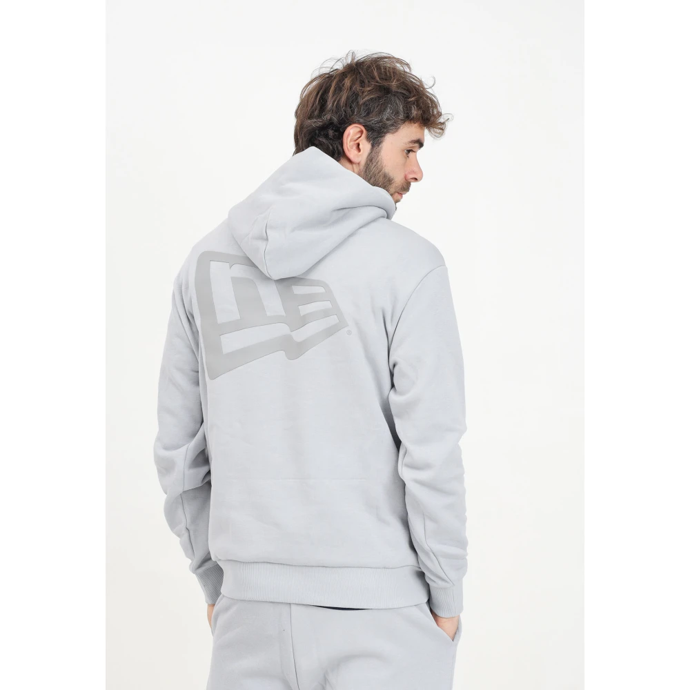 new era Grijze Flag Oversized Hoodie Sweater Gray Heren