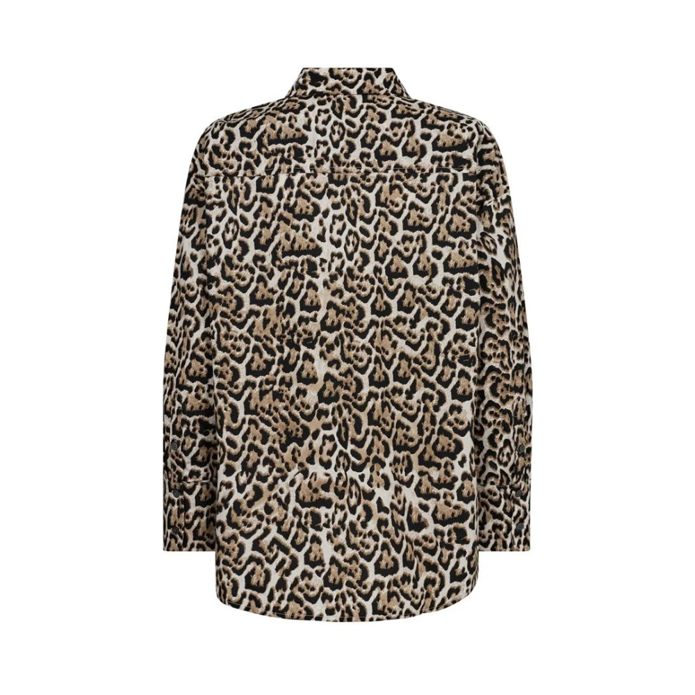 Freequent Luipaardprint Blouse in Zilver Mink Brown Dames