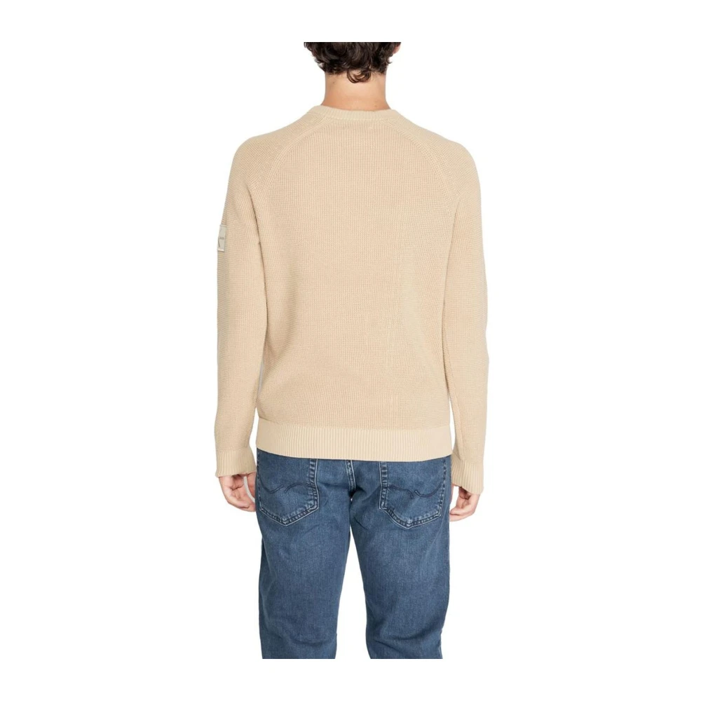 Calvin Klein Jeans Katoenen Trui Heren Gebreide Collectie Beige Heren