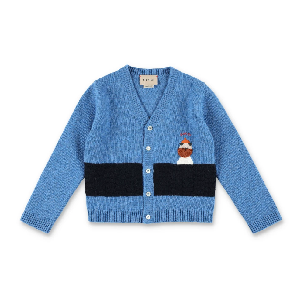 Gucci Blauwe Gebreide Look Cardigan Aw24 Blue Heren