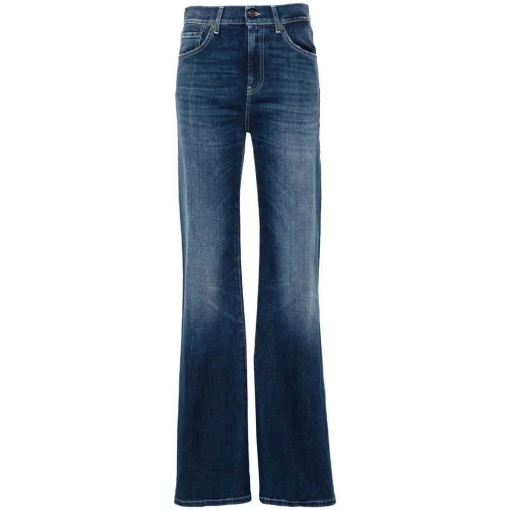 Dondup Blauwe Stretch Denim Wide Leg Jeans Blue Dames