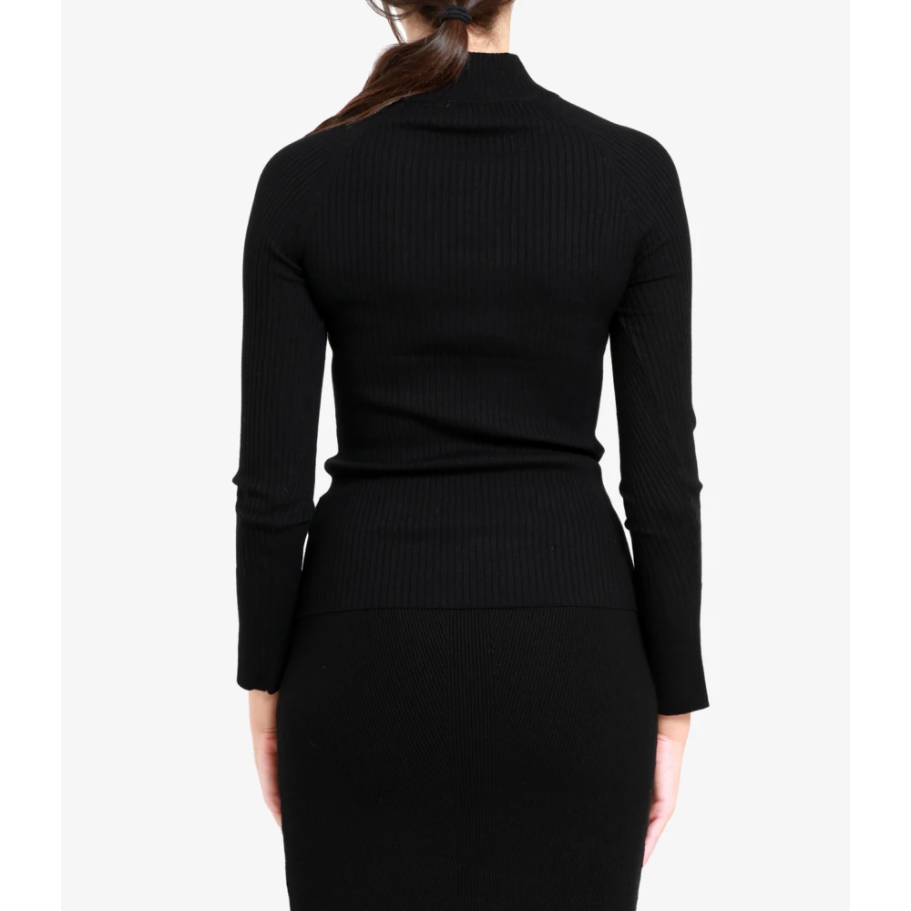 Kaos Ribgebreide Hoge Hals Trui Black Dames