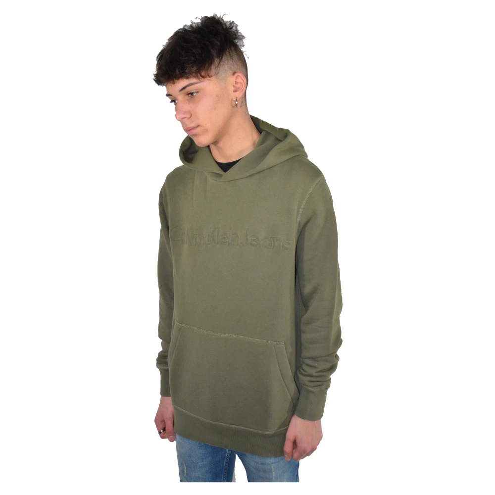 Calvin Klein Groene Hoodie Logo Voorkant Green Heren