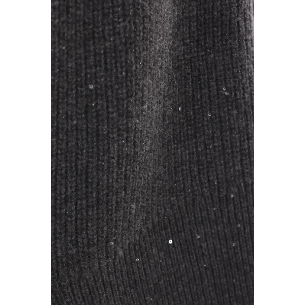 BRUNELLO CUCINELLI Antraciet Kasjmier Wol Trui Ribbel Pailletten Gray Dames