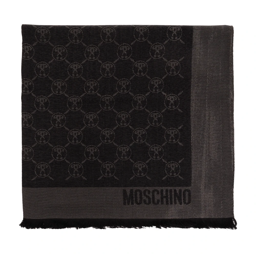 Moschino Wollen sjaal met abstract patroon Black Dames