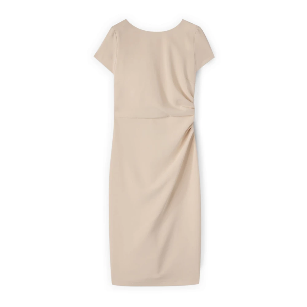 Motivi Vrouw Beige Kleedjes Dames, S, Polyester, Kokerjurk Van Crêpe Met Draperie