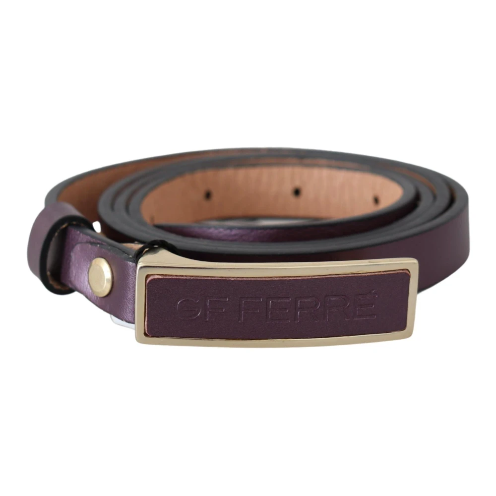 Gianfranco Ferré Women's Gold Logo Buckle Waist Leather Skinny Belt