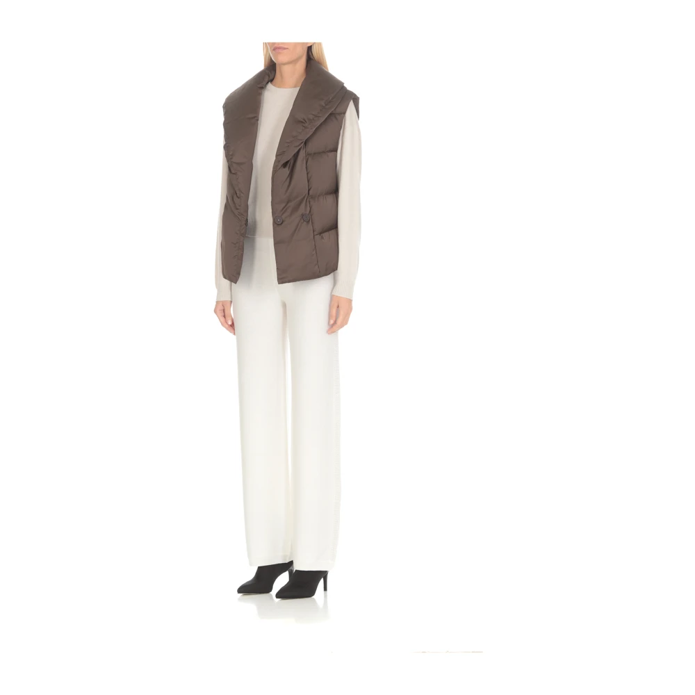 PESERICO Ivoor Wol en Zijden Broek Beige Dames