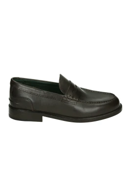Brun läder slip-on skor