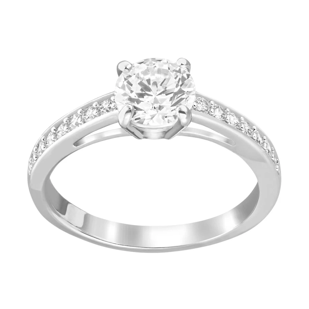 Swarovski Women's White Ring Attract Ring, Round Cut, Pavé, Rhodium-Plated 55 5032921