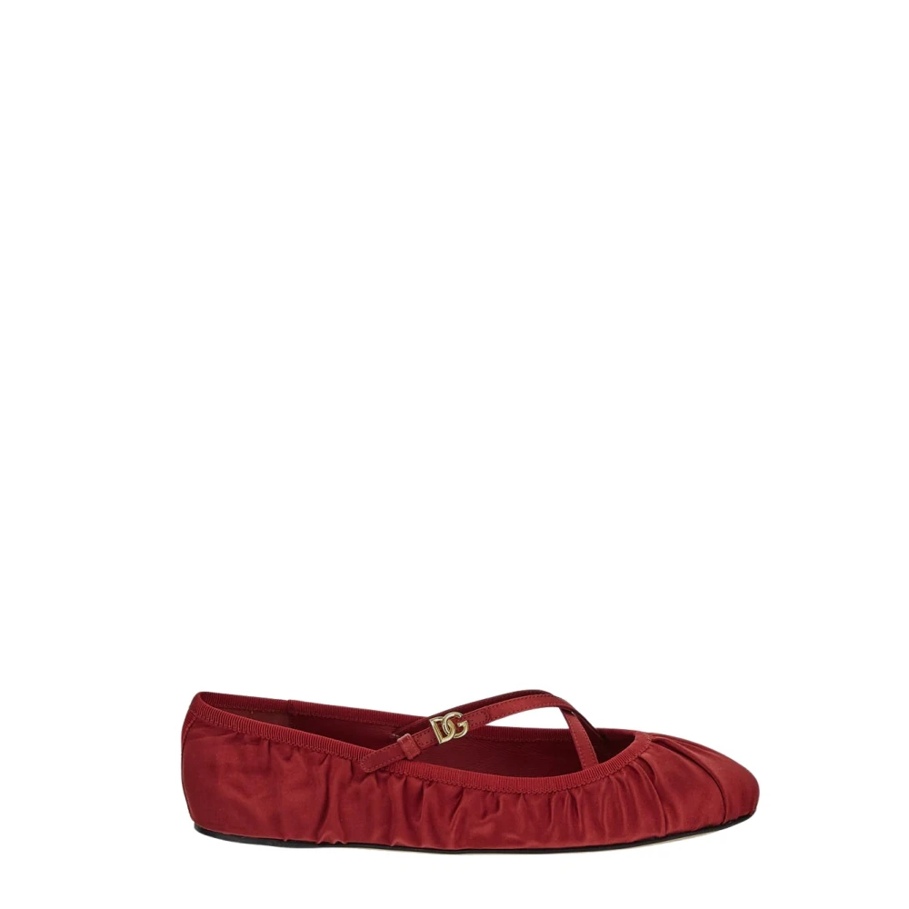 Dolce & Gabbana Women's Red Ballerinas,, Shiny Calfskin Ballerinas For Size 7 Uk