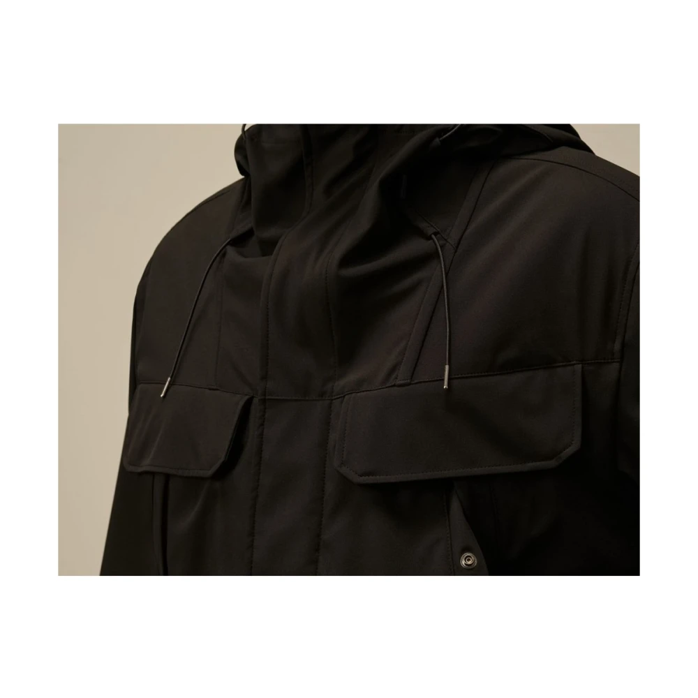 C.P. Company Zwarte Goggle Jas met Verborgen Bril Black Heren