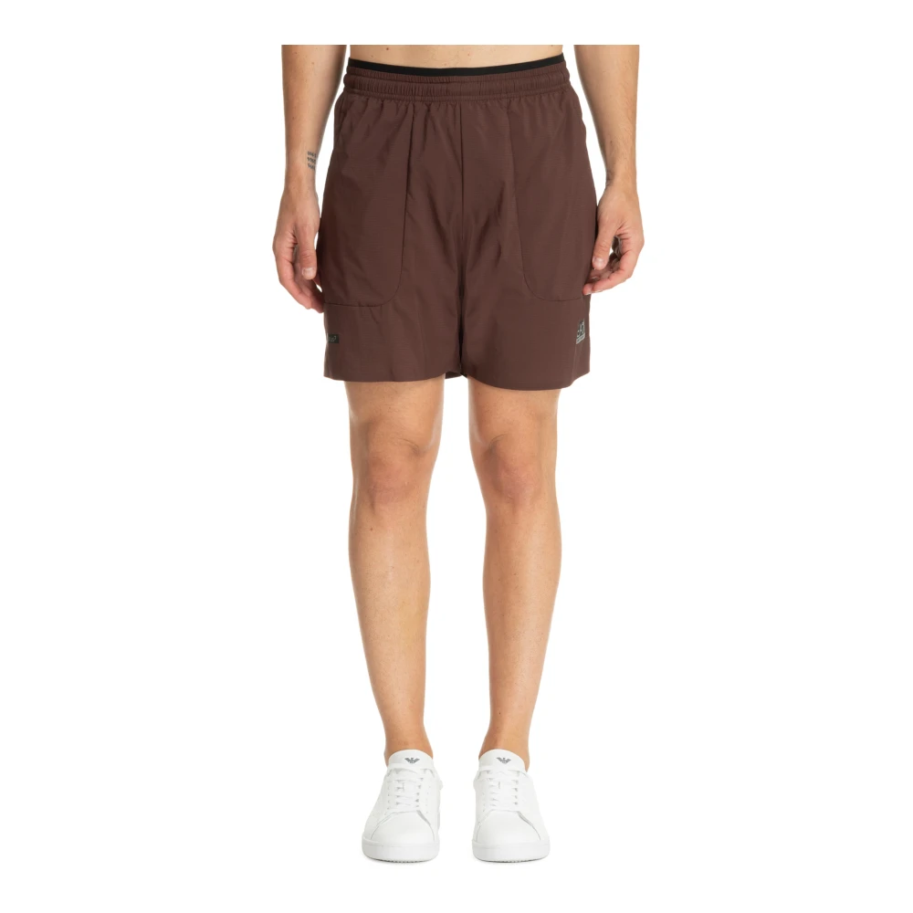 Emporio Armani EA7 Track Shorts med Dragsko i Midjan Brown, Herr