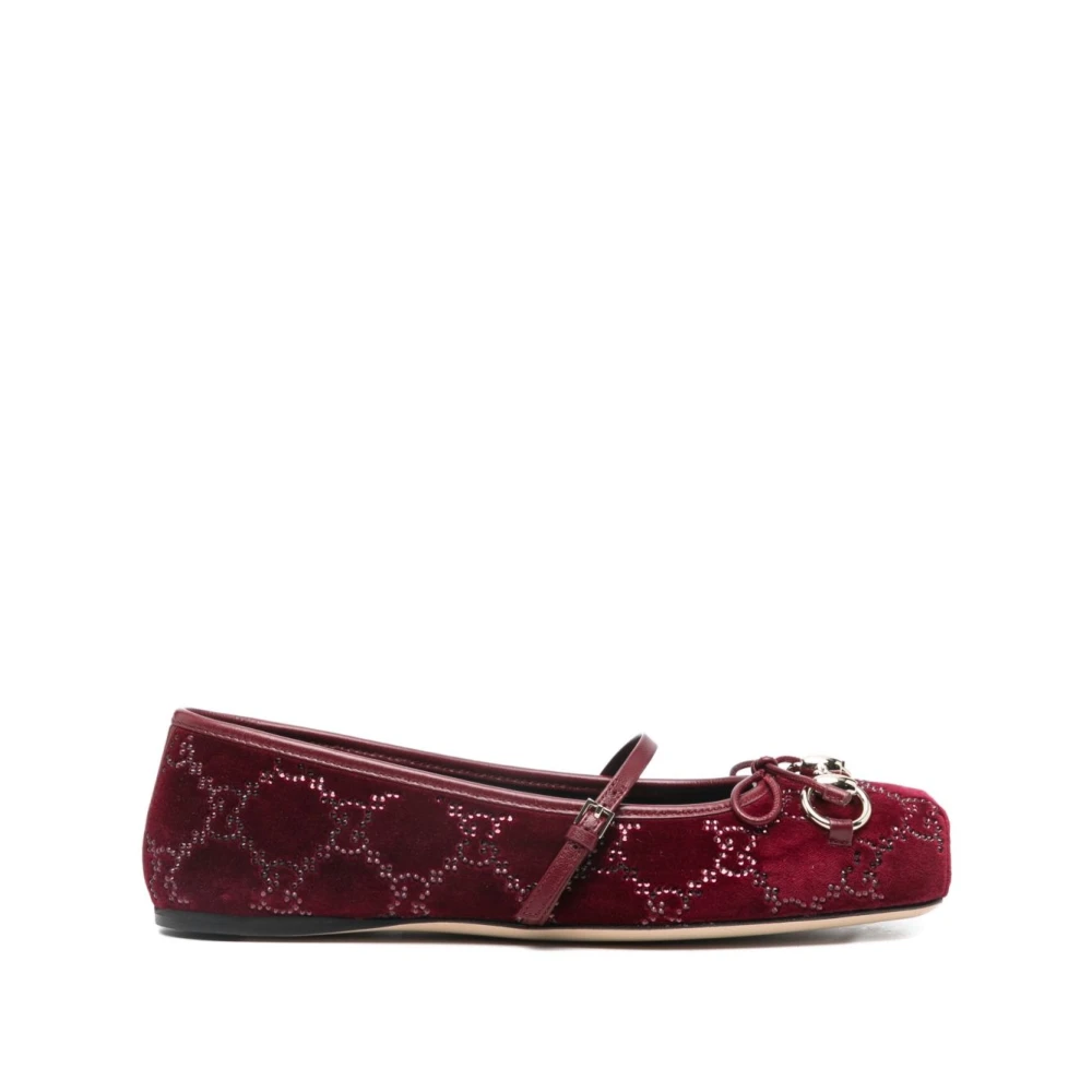 Gucci Women's Red Horsebit Ballet Flats